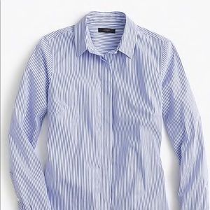 J Crew classic Blue White striped cotton shirt